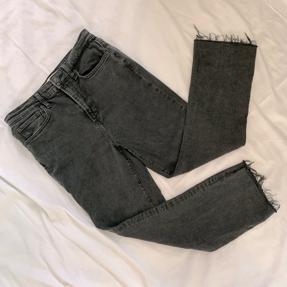 ZARA BLACK HIGH WAISTED STRAIGHT LEG JEANS